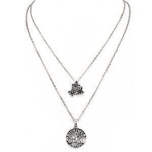 *AIKATERINE* Silver Flower x Tree Layered Necklace
